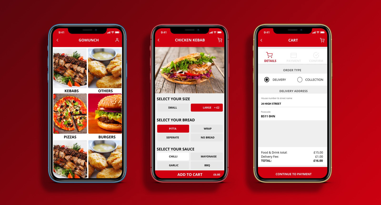 GoMunch customer app screens